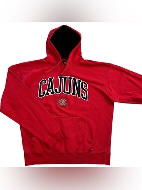 Louisiana Ragin' Cajuns Men’s J America Red Sweatshirt Hoodie Pullover size XL